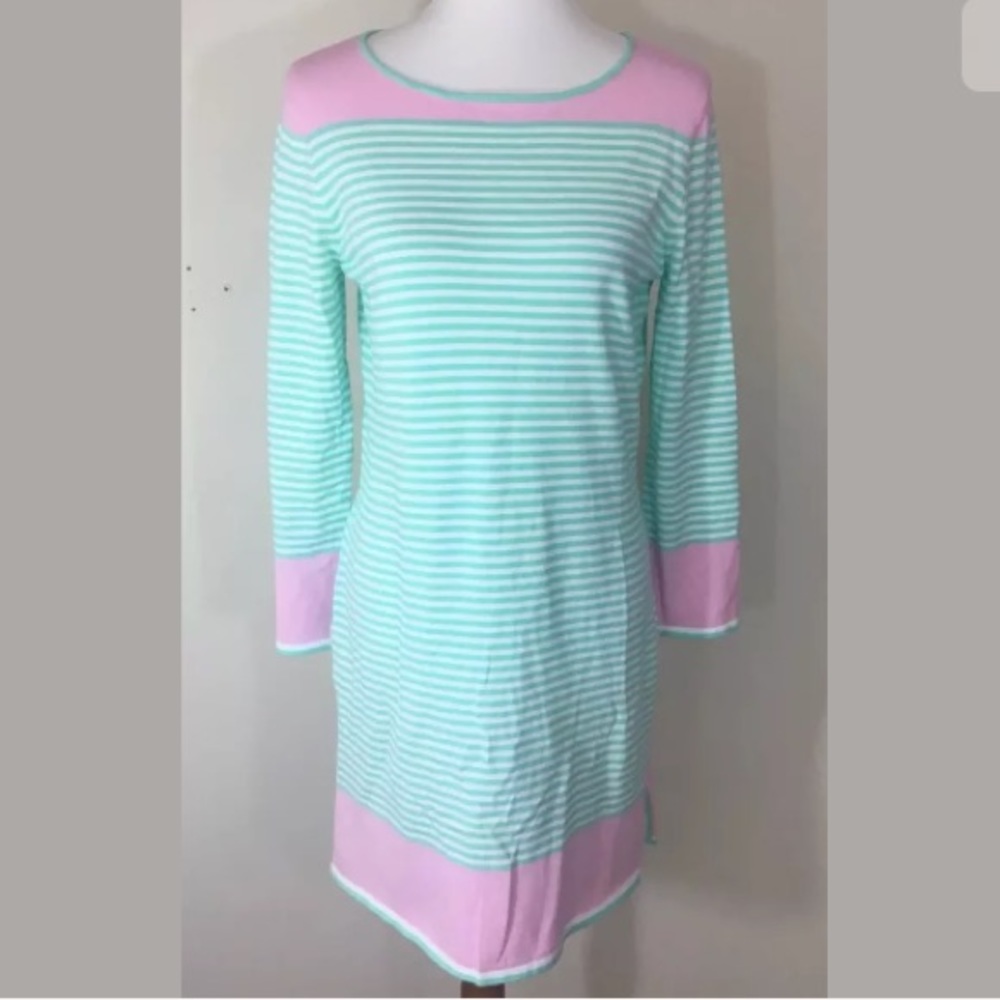 NWT Sail to Sable Pink White Cabbage Striped Dress